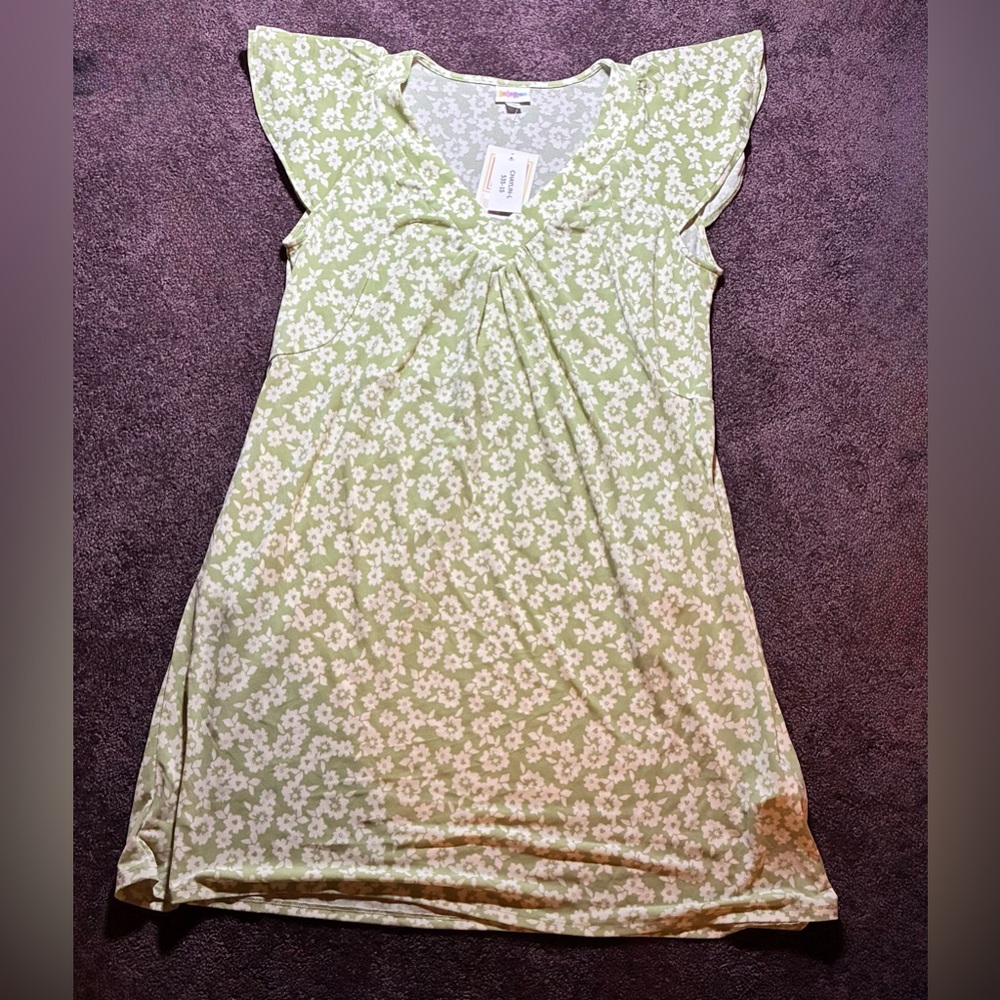 LuLaRoe Light Green Floral Dress
